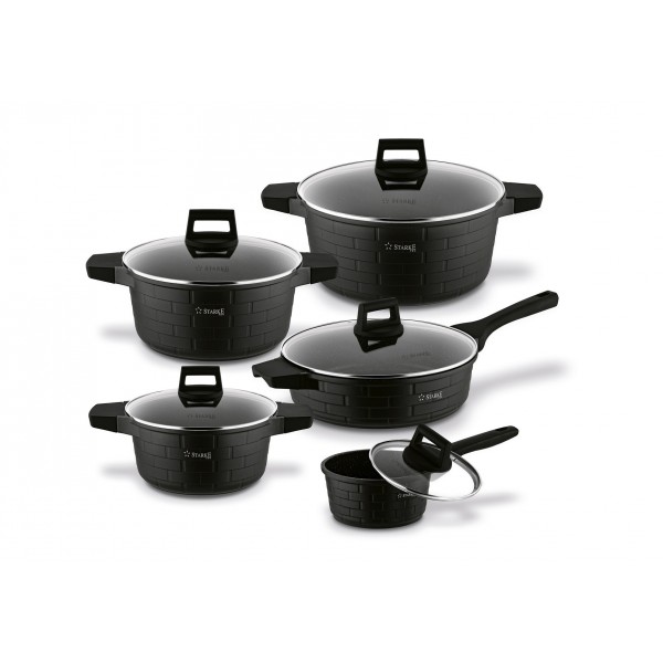 Zestaw garnków na indukcję Brick Marble 10 elementów