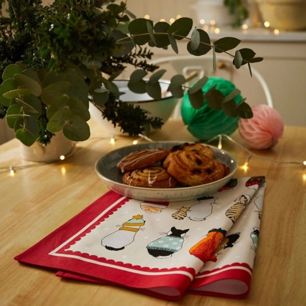 Ściereczka kuchenna 48x74 cm Xmas Cats in waiting 028CCAW