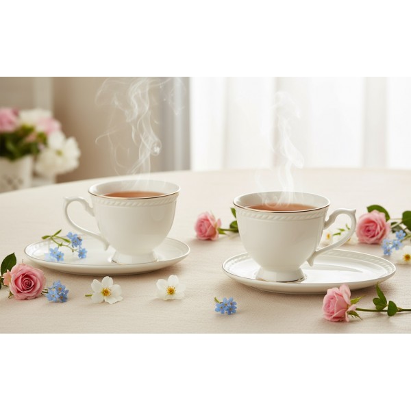 Komplet 2 filiżanek 220 ml + spodki Dominica