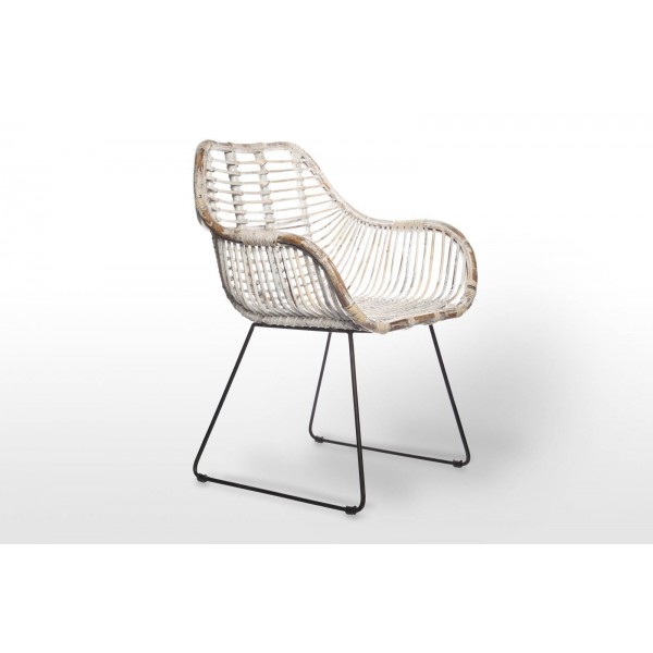 Krzesło Lavel rattan biały przecierany