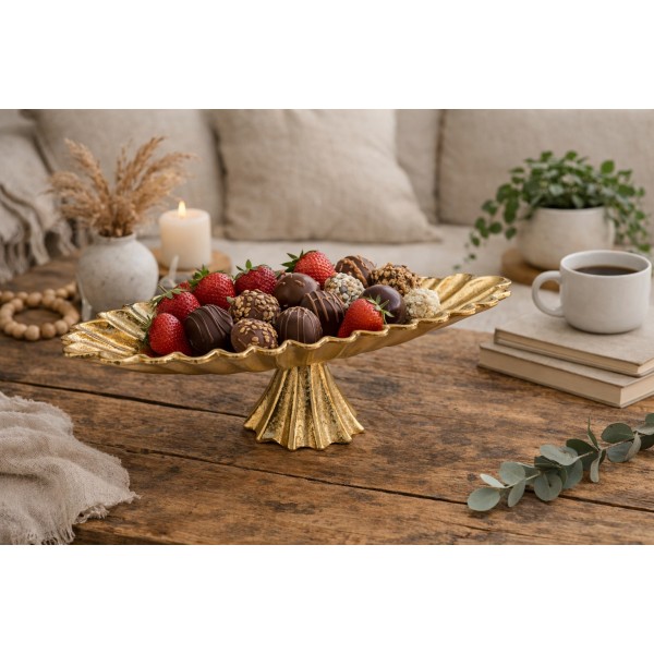 Patera ozdobna metalowa 43 cm złota