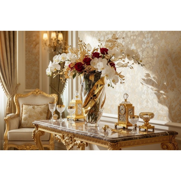 Wazon kryształowy 30 cm Flamenco Belt Gold