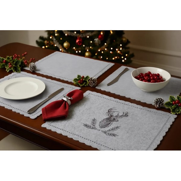 Mata stołowa 30x45 cm filcowa Jeleń beżowa