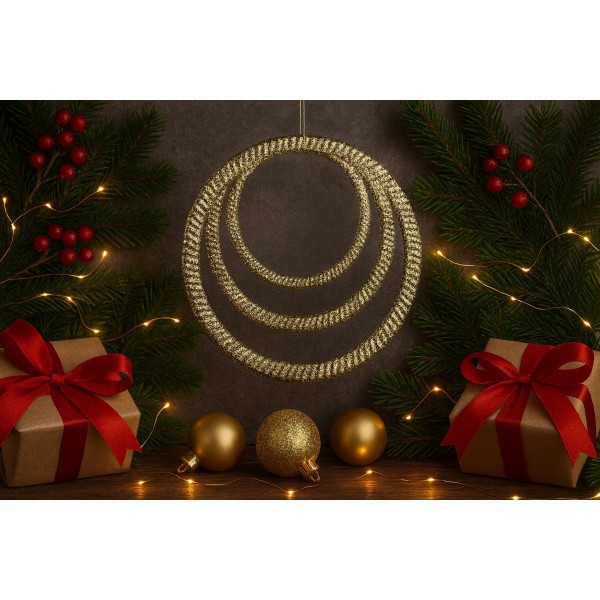 12x Ozdoba świąteczna złota kółko