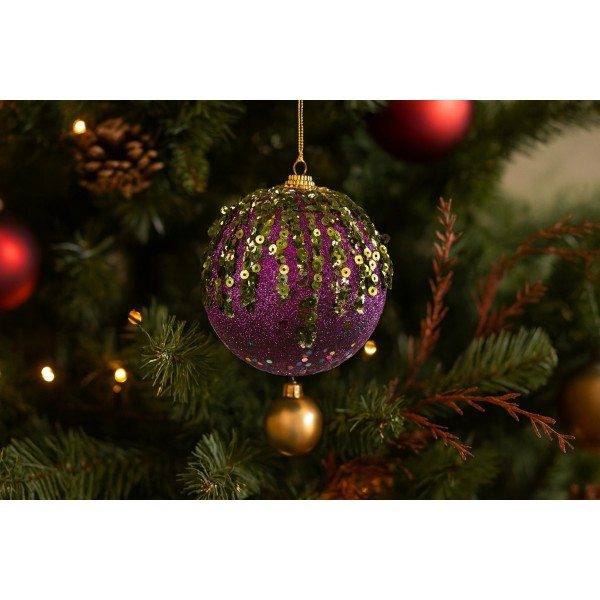 Bombka 10cm (2 szt.) brokat, cekiny