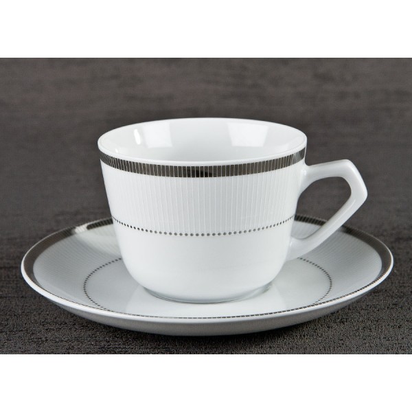 6x filiżanka 200ml ze spodkiem Marcello Silver