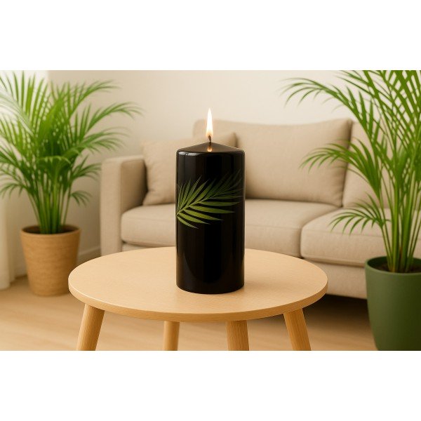 Świeca pieńkowa 20 cm Green Leaf czarna 200/70