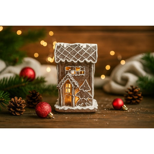 Figurka ozdobna Domek z piernika świecący LED H21 cm