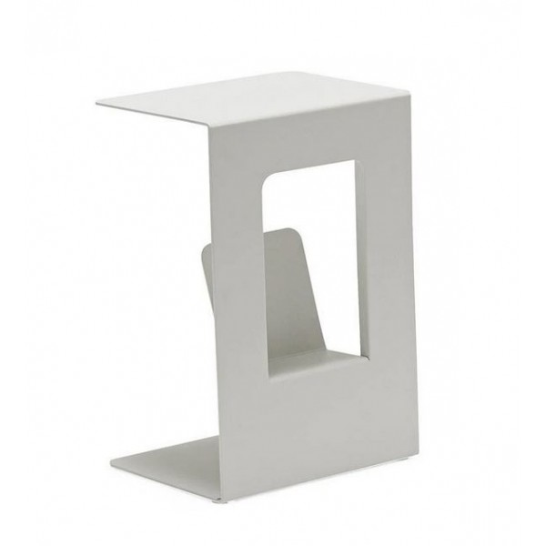 Stolik boczny z gazetnikiem SWEET 40 cm jasnoszary