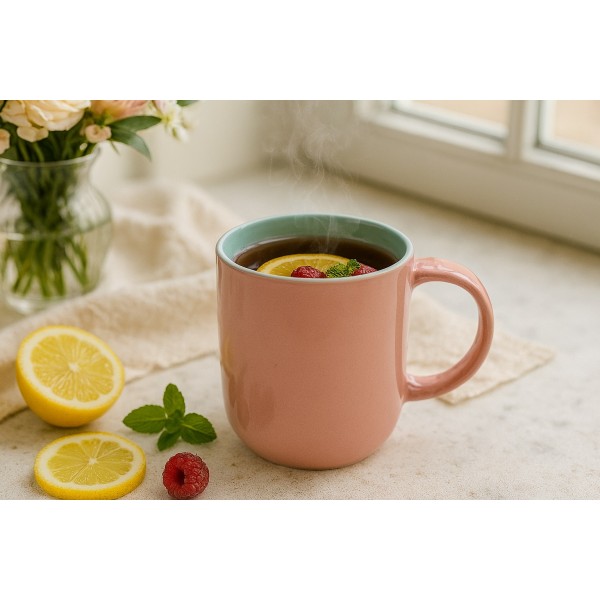 Kubek ceramiczny 400 ml różowo-niebieski