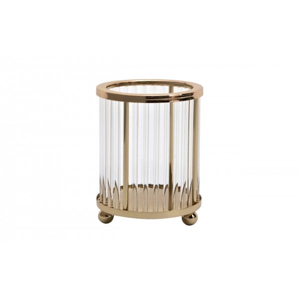 Świecznik ryflowany złoty 10 cm