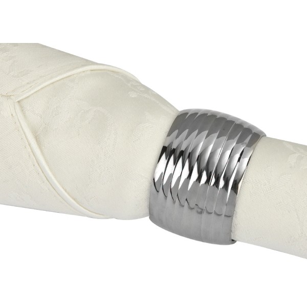 Obrączka na serwetę Prążki silver