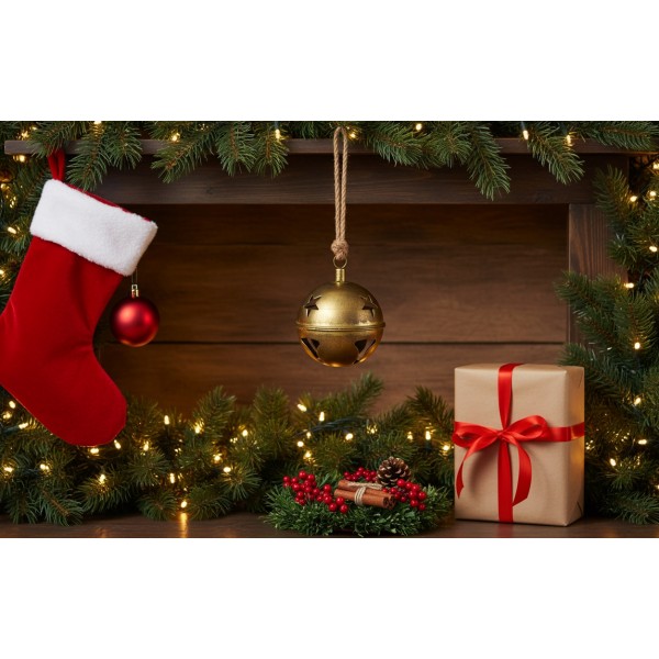 Dzwonek świąteczny metalowy 14 cm