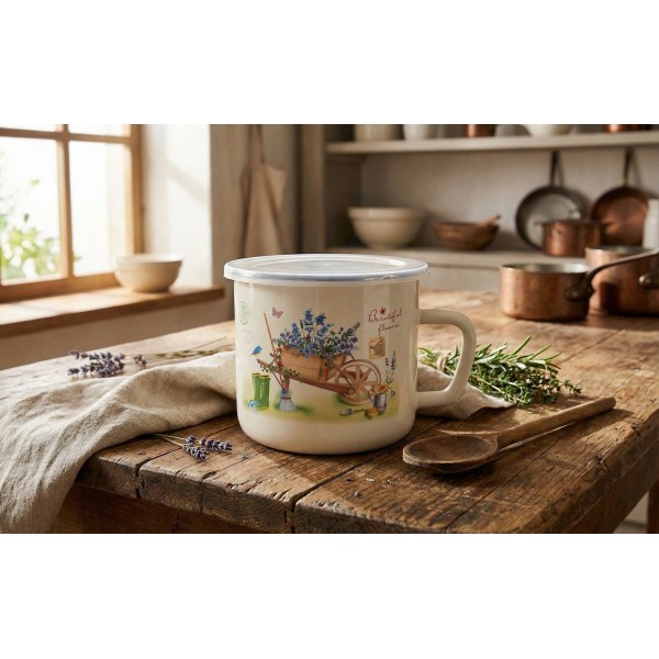Kubek emaliowany 1400 ml z pokrywką Garden