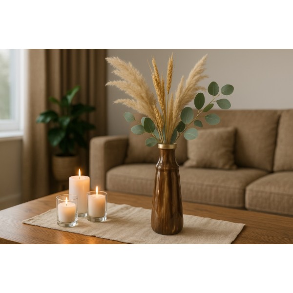 Wazon szklany 37 cm beżowo-brązowy IR0038