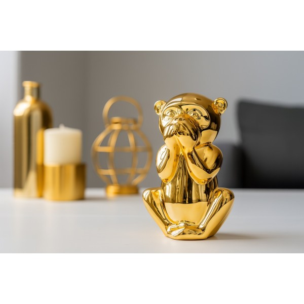 Skarbonka ceramiczna Małpka "Usta" złota