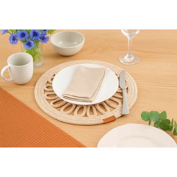 Mata stołowa 35 cm Boho sznurek beżowa