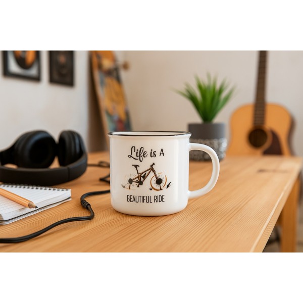 Kubek porcelanowy 380 ml Funky Rower w pudełku