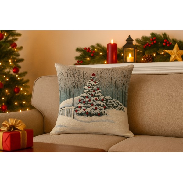 Poszewka dekoracyjna 45x45 cm Choinka z bombkami