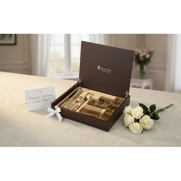 Komplet sztućów dla 6 osób 24 el. Titanium Gold 3 w kasecie