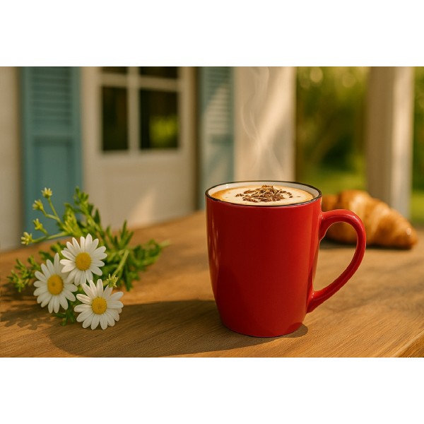 Kubek ceramiczny 320 ml czerwono-biały