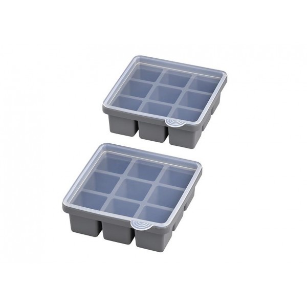 Zestaw 2 Pojemników na kostki lodu 15,5x15,5 cm z pokrywką