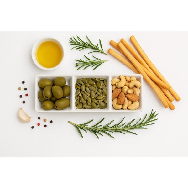 Salaterka do dipów trójdzielna do serwowania 21x7x3 cm