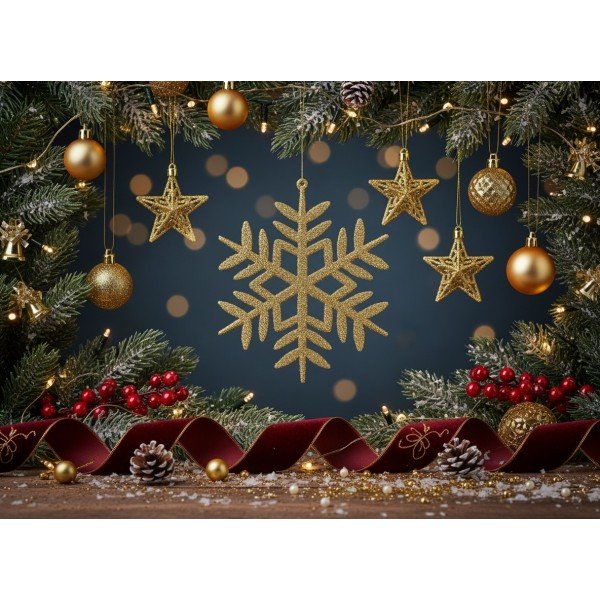 12x Ozdoba świąteczna śnieżynka złota