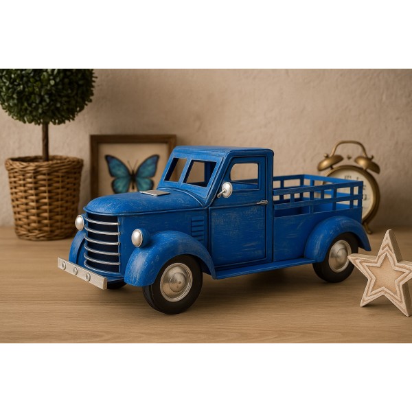 Ozdoba metalowa Samochód niebieski 46 cm