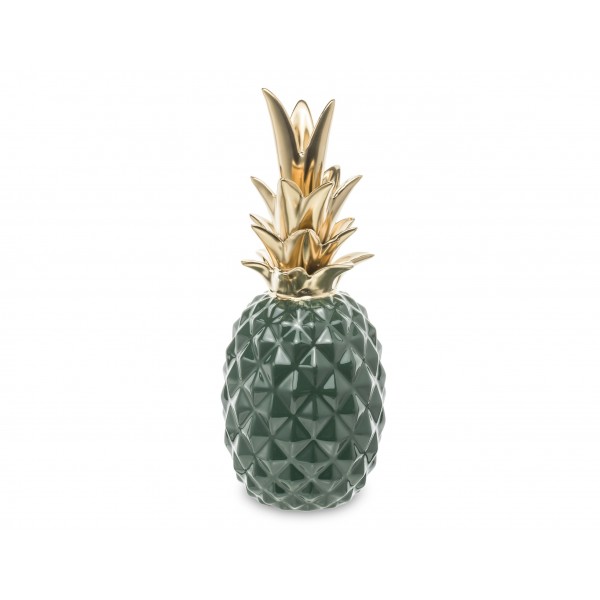 Dekoracja z ceramiki Ananas zielono-złoty 131490