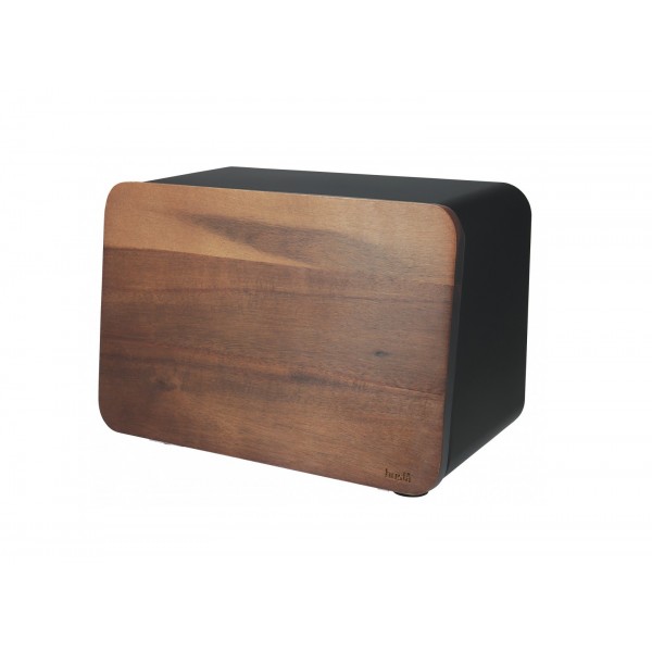 Chlebak ze stali nierdzewnej z pokrywą akacjową czarny Husla