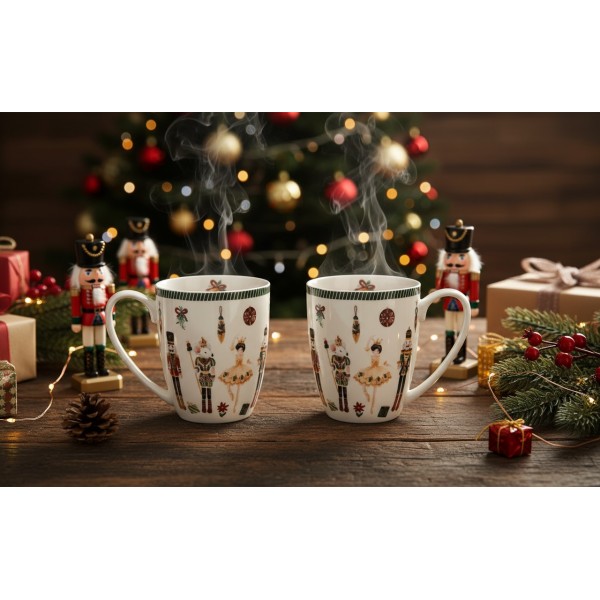 Komplet 2 kubków porcelanowych 360 ml Christmas Nutcracker