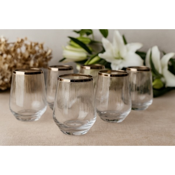 Komplet 6 szklanek do whisky 350 ml Koral Platinium