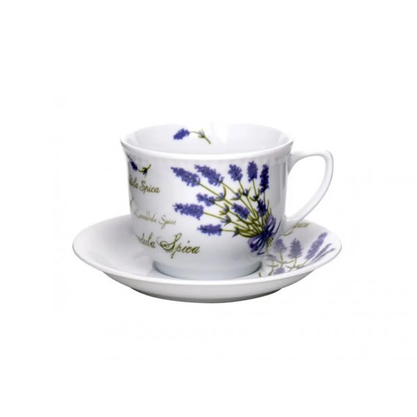 Kubek porcelanowy 300 ml ze spodkiem Lawenda Wiedeń