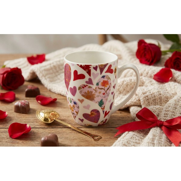 Kubek classic 360 ml z zaparzaczem Różowe Serca