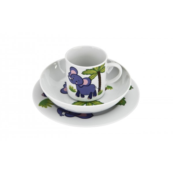 Zestaw naczyń dla dzieci Słoń porcelanowy
