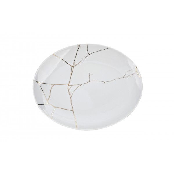 Talerz owalny 29 cm Tektonika biała