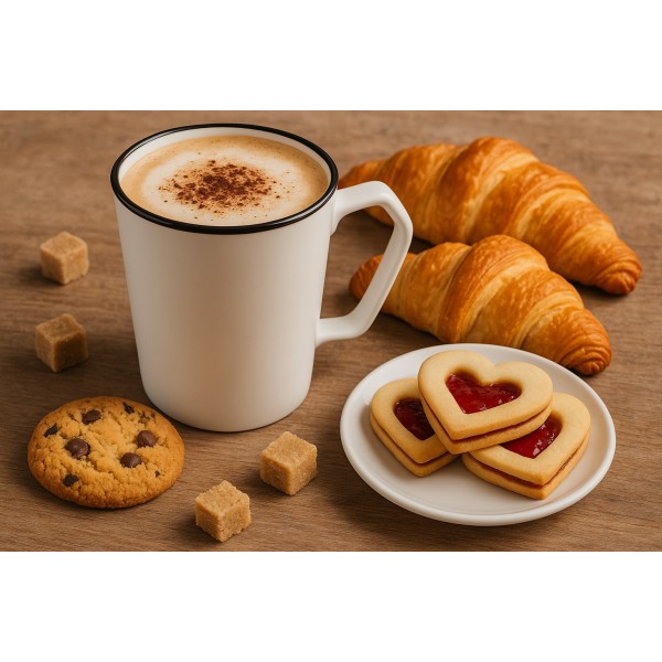 Kubek ceramiczny 420 ml Cream Mat czarny rant