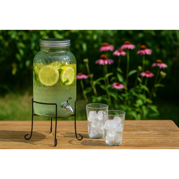 Słoik z kranem 6 L na metalowym stojaku 8708