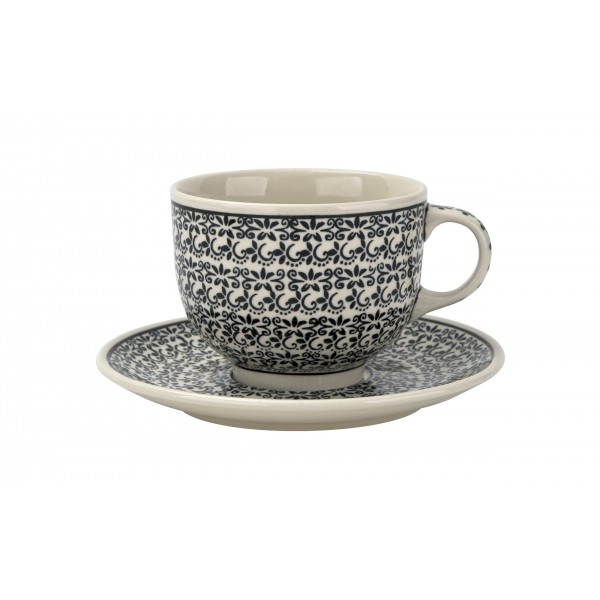 Filiżanka ceramiczna 500 ml + spodek Bolesławiec Dekor 941