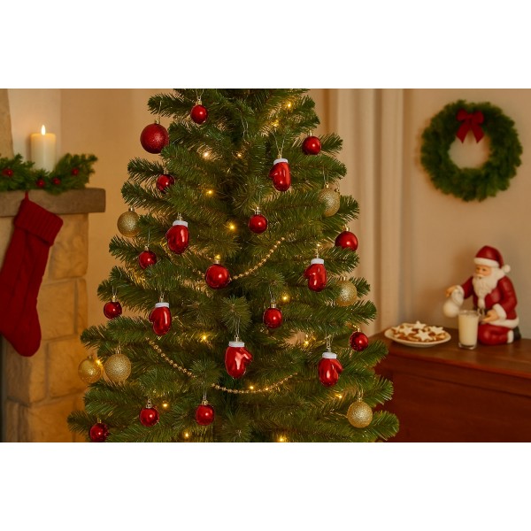 Komplet 9 bombek plastikowych 4,5 cm Rękawica czerwona 8525