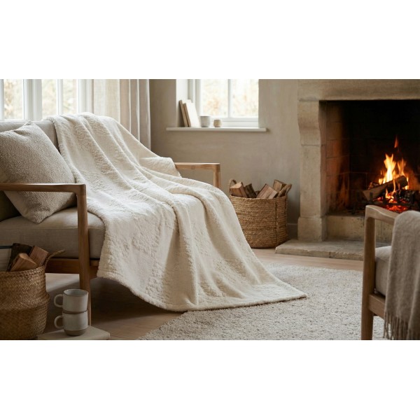 Koc wełniany 150x200 cm Teddy 03756050 offwhite