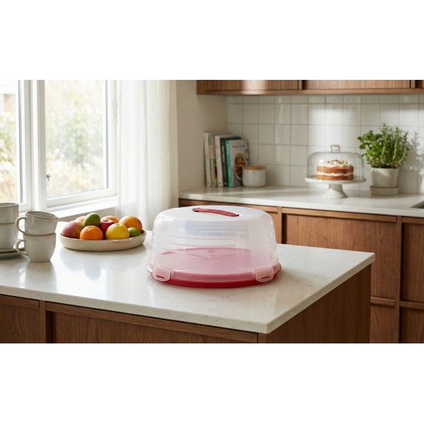 Pojemnik okrągły na ciasto 34,7 cm czerwony CURVER