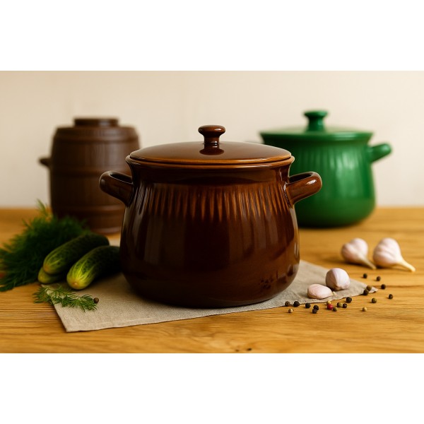 Garnek kamionka na smalec zupę ogórki kapustę Chomik 3 L brązowy