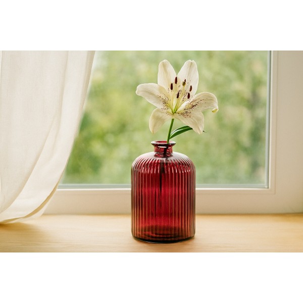 Wazon szklany 23 cm Stripe czerwony San Miguel recykling