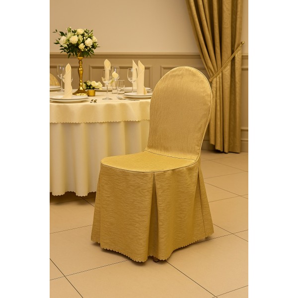 Pokrowiec na krzesło bankietowe z okrągłym oparciem złoty