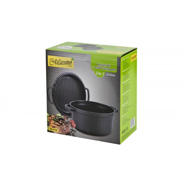 Garnek + patelnia Grillowa Casserole 24cm.