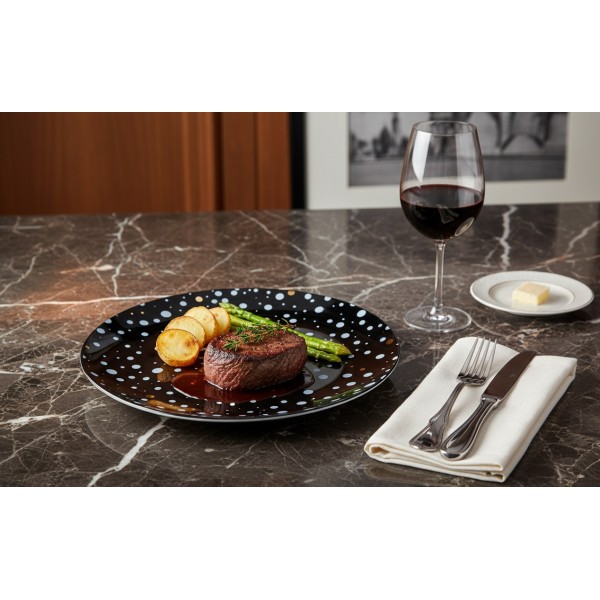 Talerz płytki obiadowy Black Galaxy 28 cm