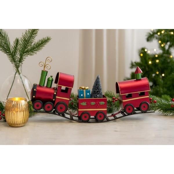 Pociąg czerwony metalowy dekoracja