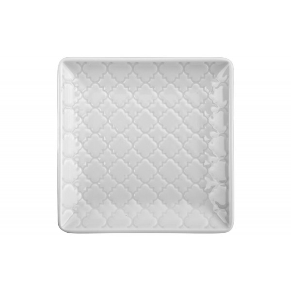 Talerz płytki kwadratowy 11cm Marrakesz biały